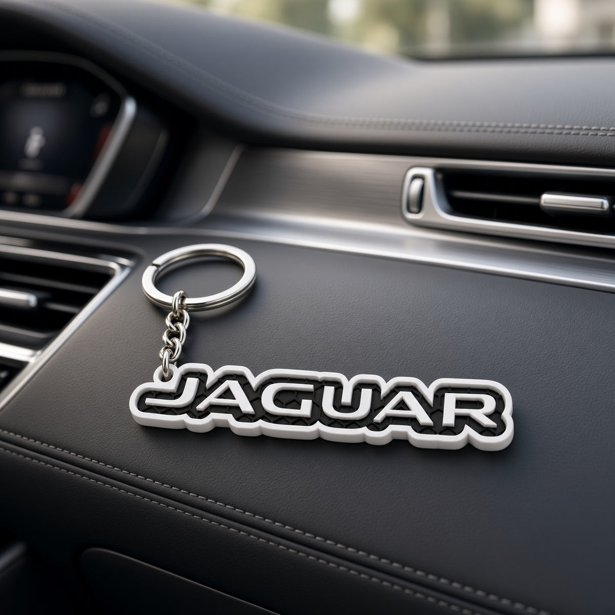 Breloc auto Jaguar cu lanț și inel