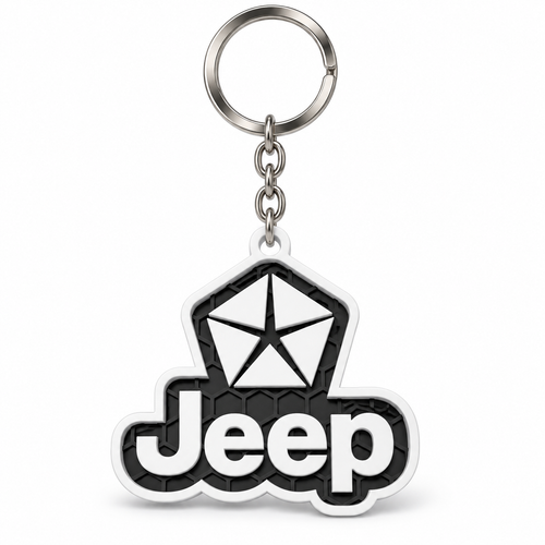 Breloc auto Jeep logo cu lanț și inel