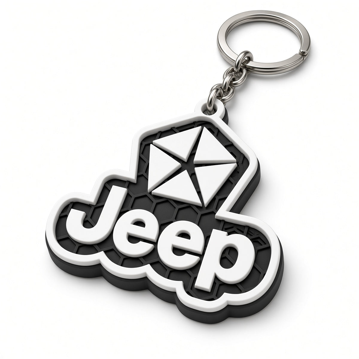Breloc auto Jeep logo cu lanț și inel