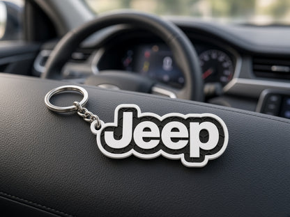 Breloc auto Jeep inscripție cu lanț și inel