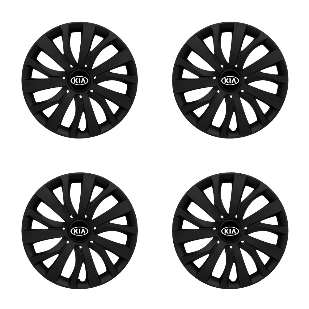 Set 4 capace roti potrivite jantelor de 15 inch compatibile KIA, Model - 345 Black Edition