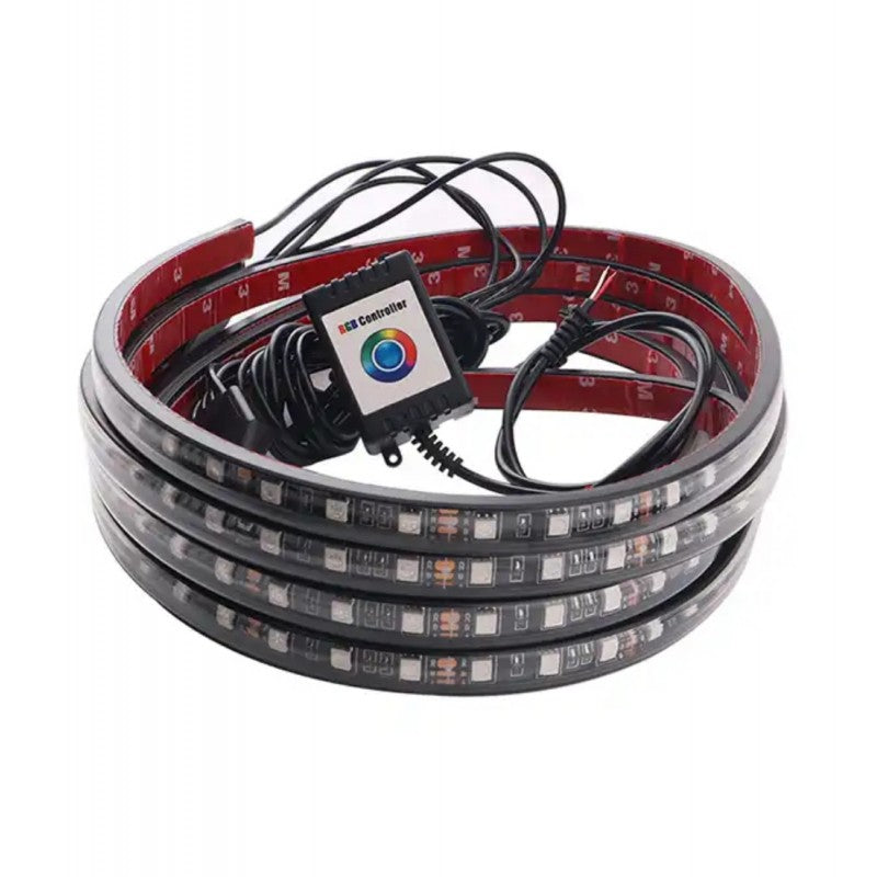 Kit Iluminare Auto, RGB, control sunet voce, 2 buc x 60 cm si 2 buc x 90 cm