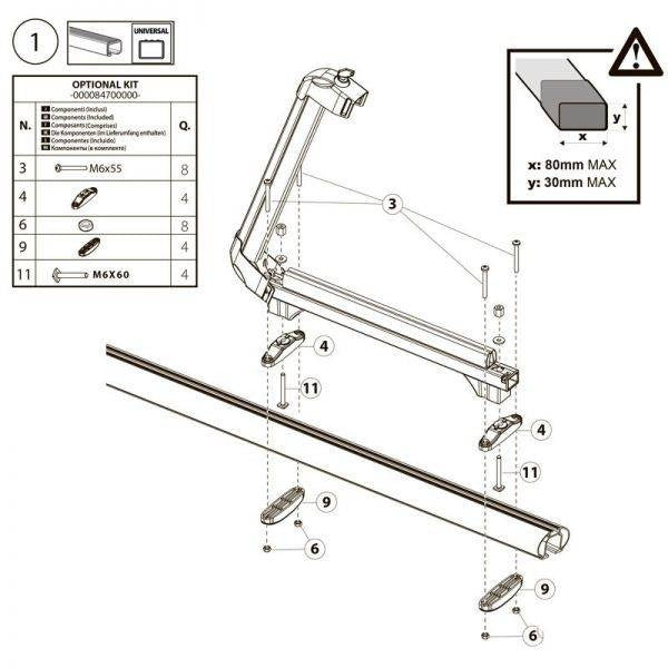 Kit optional prindere suport schi/snowboard Menabo Iceberg