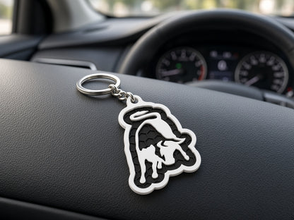Breloc auto Lamborghini logo cu lanț și inel