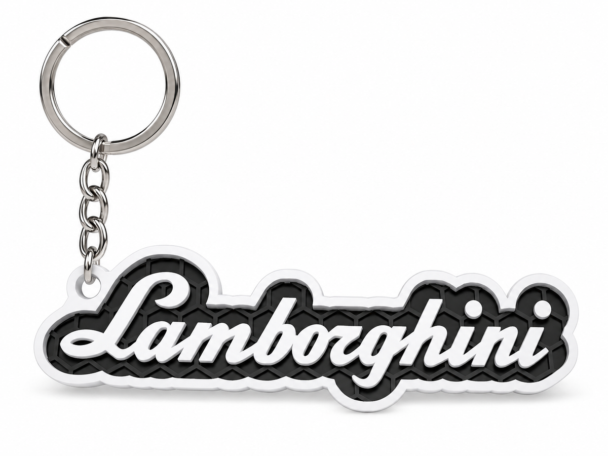 Breloc auto Lamborghini inscripție cu lanț și inel