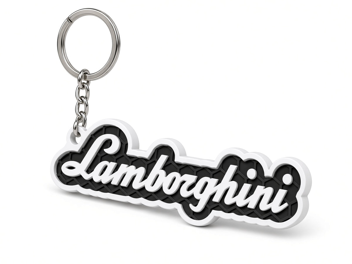 Breloc auto Lamborghini inscripție cu lanț și inel