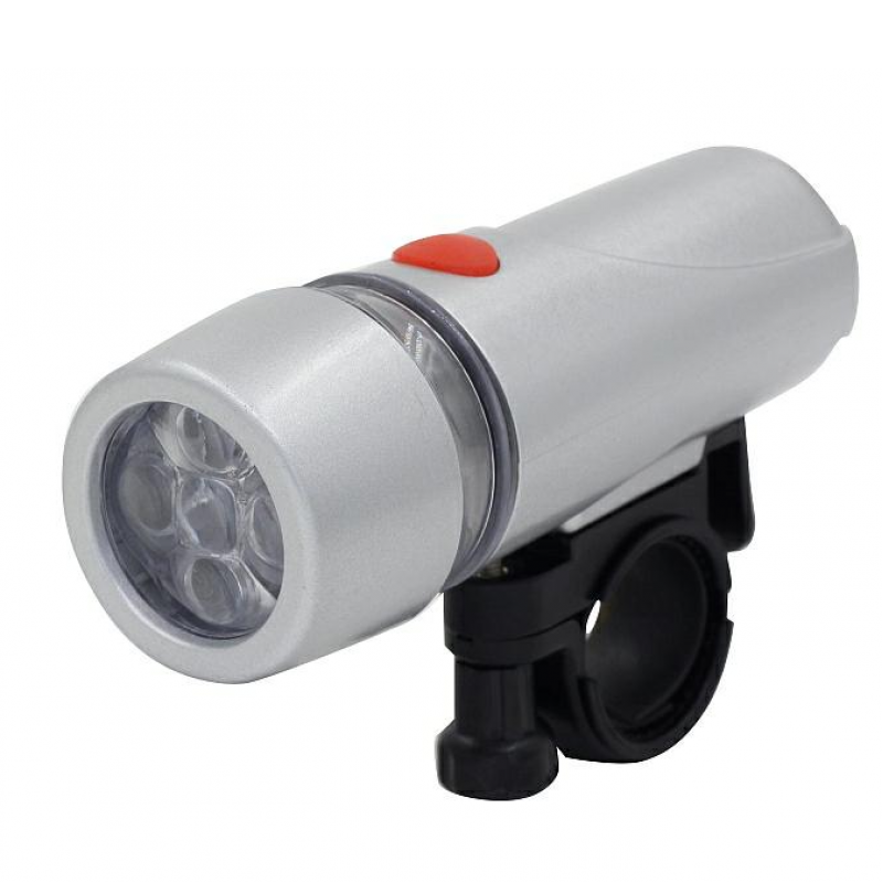 Lampa argintie pt bicicleta cu  5 leduri super albe ,