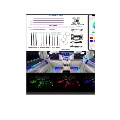 Lumini ambientale LED premium, kit RGB 22 în 1, efecte dinamice Symphony cu control prin aplicație