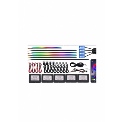 Lumini ambientale LED premium, kit RGB 18 în 1, efecte dinamice Symphony cu control prin aplicație