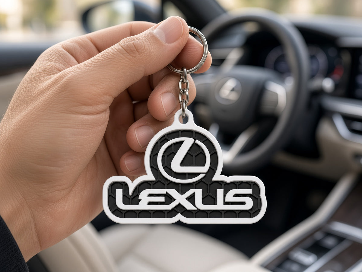 Breloc auto Lexus inscripție cu lanț și inel