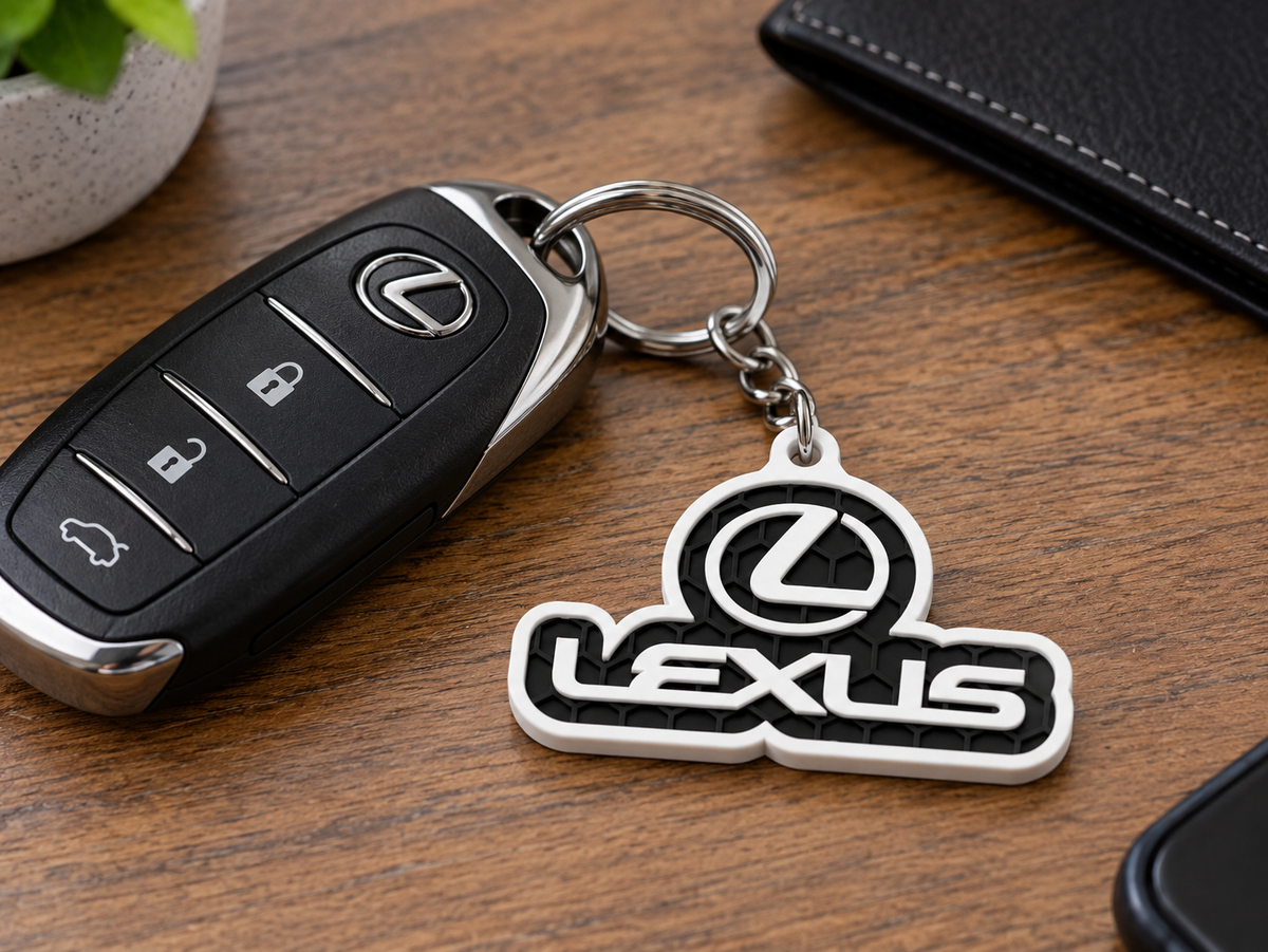 Breloc auto Lexus inscripție cu lanț și inel