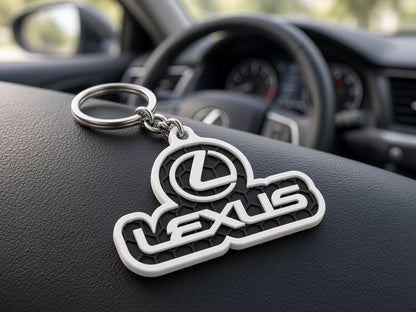 Breloc auto Lexus inscripție cu lanț și inel