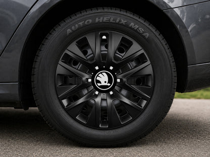 Set 4 capace roti 14 inchi (R14) compatibile gama Skoda Nou model - 225 Black