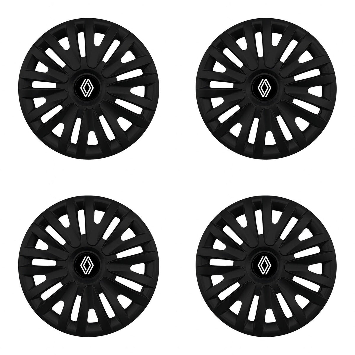 Set 4 capace roti potrivite jantelor de 14 inch (R14) compatibile RENAULT NOU, Model - 313 Black