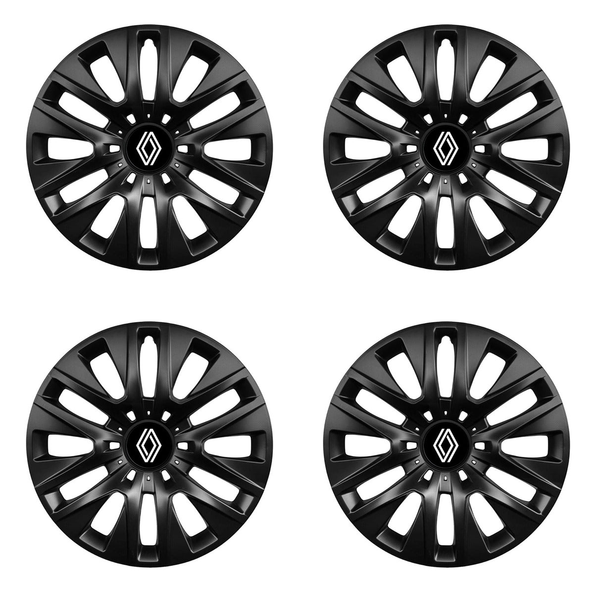 Set 4 capace roti 14 inch, R14 compatibile RENAULT NOU, Model 334 Black