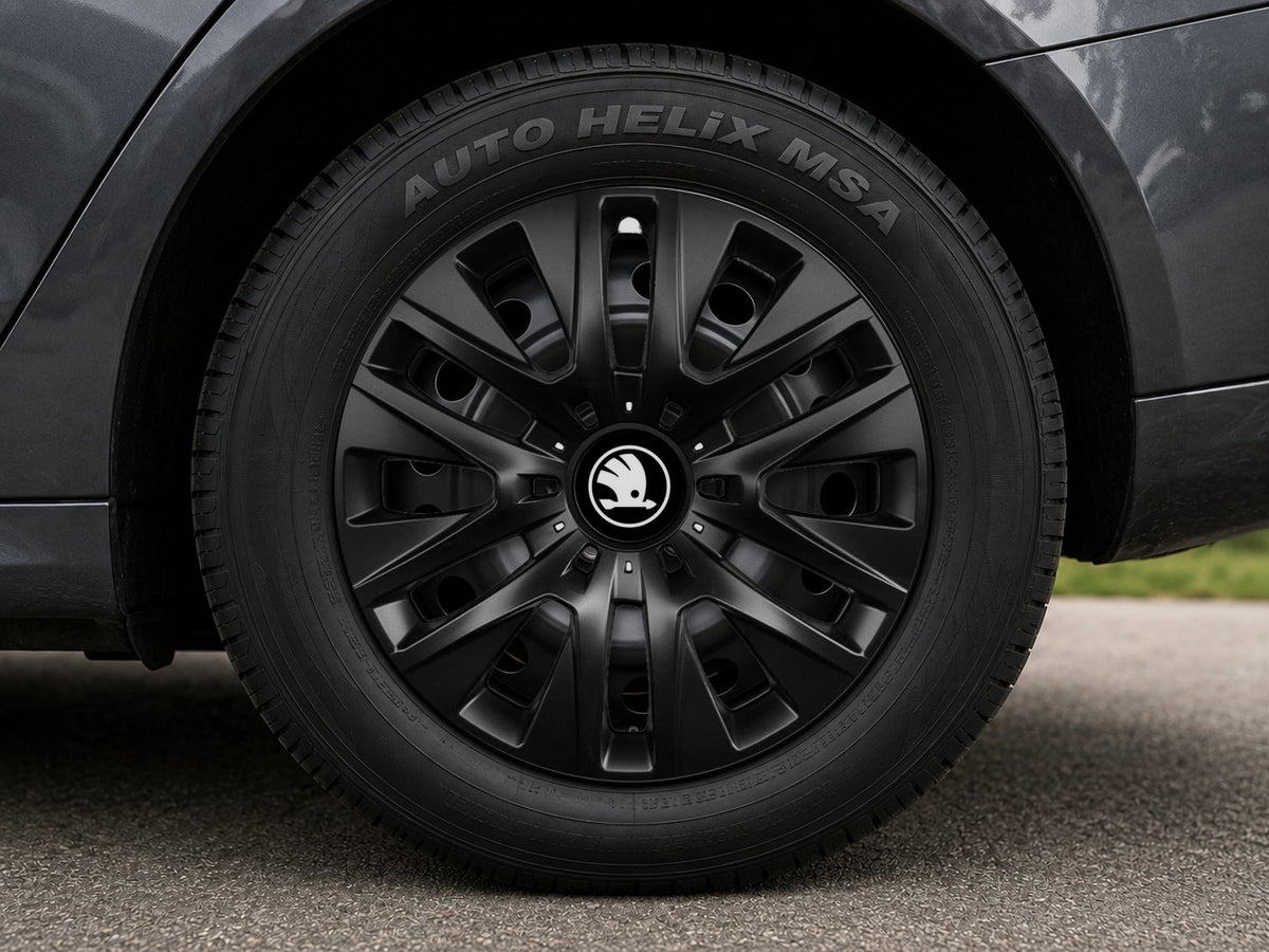 Set 4 capace roti 16 inch, R16 compatibile SKODA NOU, Model 334 Black