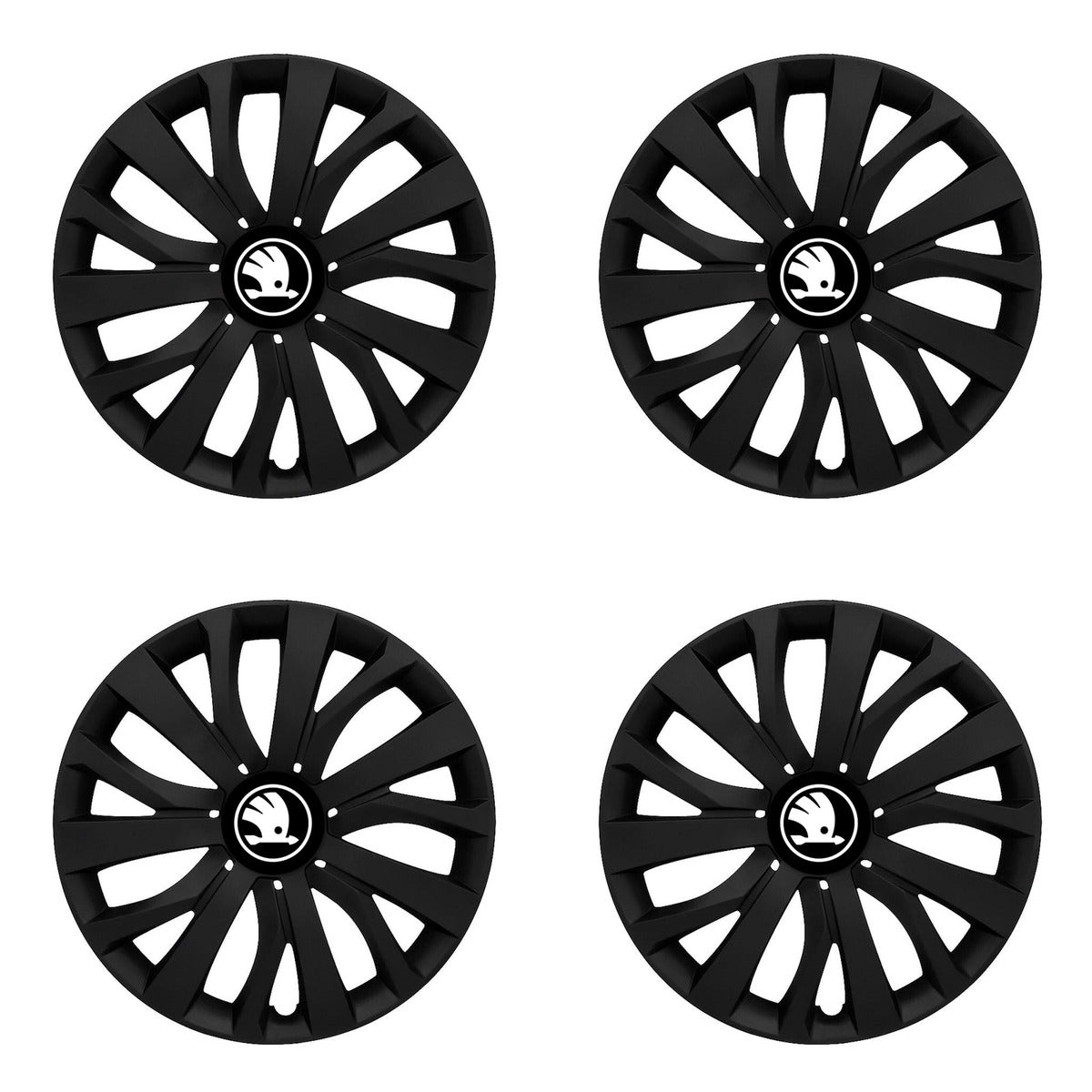 Set 4 capace roti 14 inchi (R14) compatibile SKODA NOU, Model - 345 Black