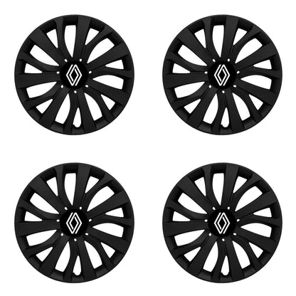 Set 4 capace roti 14 inchi (R14) compatibile RENAULT NOU, Model - 345 Black