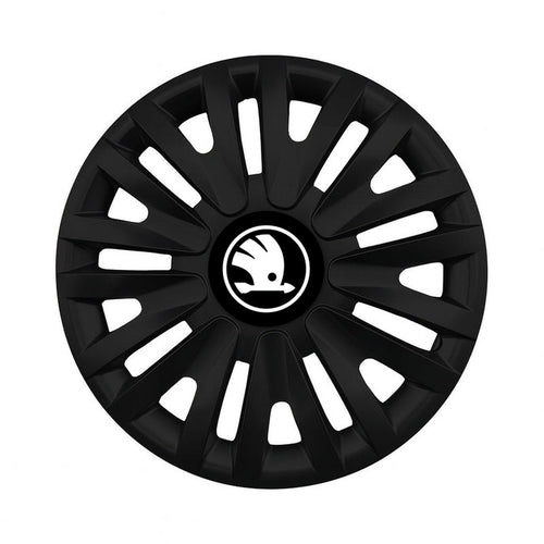 Set 4 capace roti 14 inch (R14) compatibile SKODA NOU, Model - 412 Black