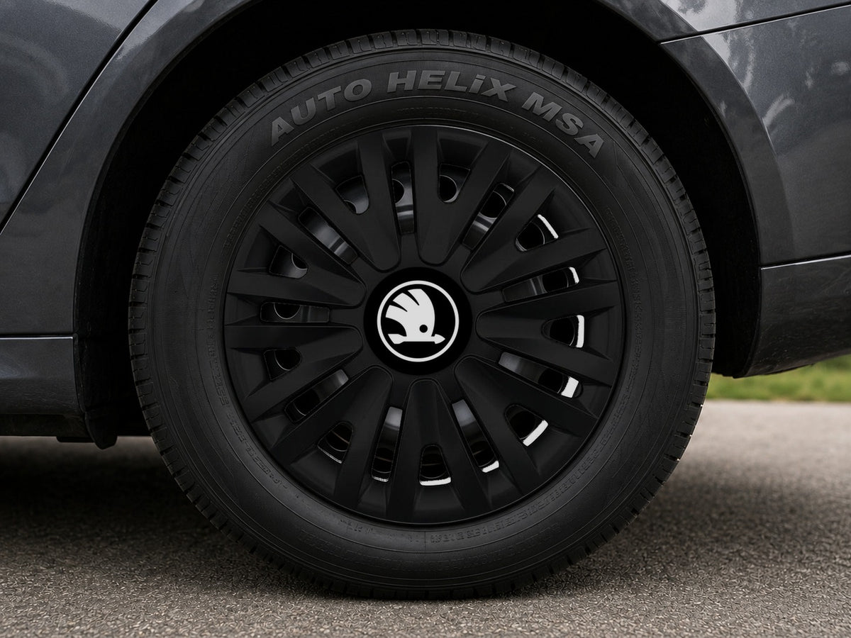 Set 4 capace roti 16 inch (R16) compatibile SKODA NOU, Model - 412 Black