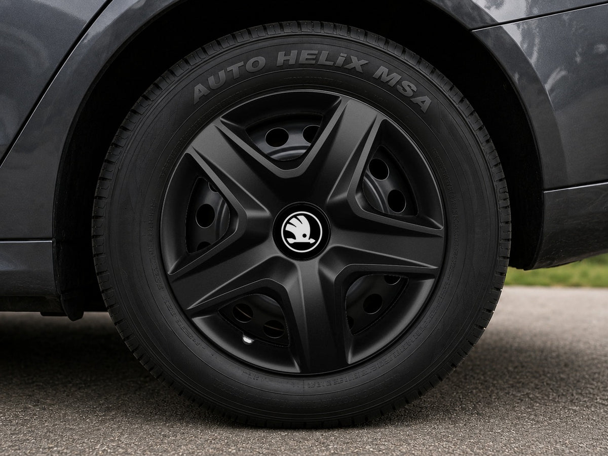 Set 4 capace roti 14 inchi (R14) compatibile SKODA NOU, Model 418 Black