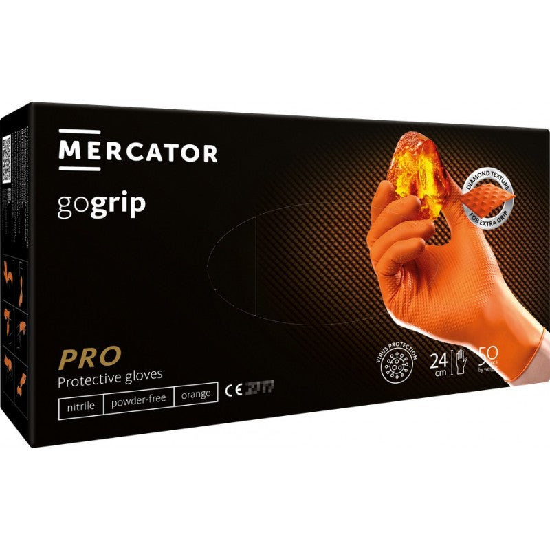 Mănuși Mercator GoGrip Orange nitril 50 buc, mărime XL