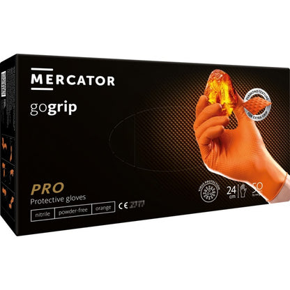 Mănuși Mercator GoGrip Orange nitril 50 buc, mărime XL
