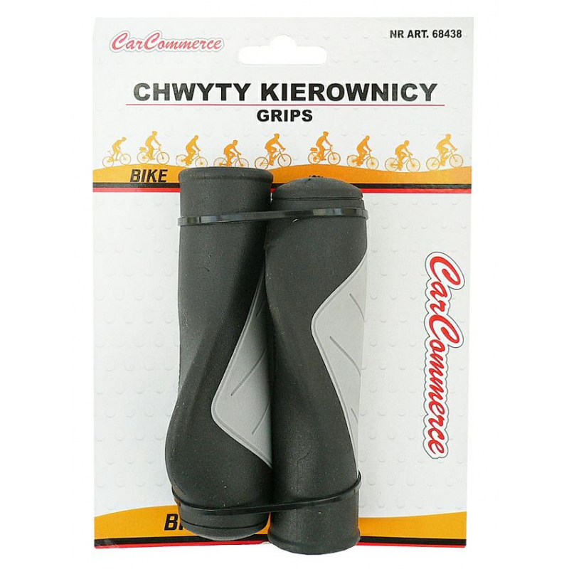 MANERE DE CAUCIUC GRI CU NEGRU PENTRU BICICLETA, 13cm x 4cm x 3cm