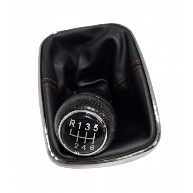 Maneta Schimbator VW Golf IV MK4 (1999-2004) - 6 Trepte, 23mm, Negru cu Cusatura Rosie