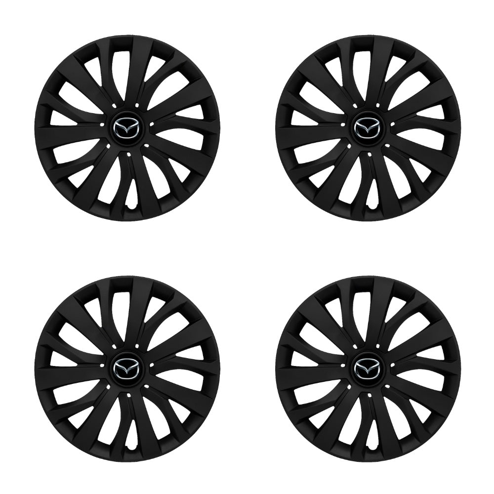 Set 4 capace roti potrivite jantelor de 15 inch compatibile MAZDA, Model - 345 Black Edition
