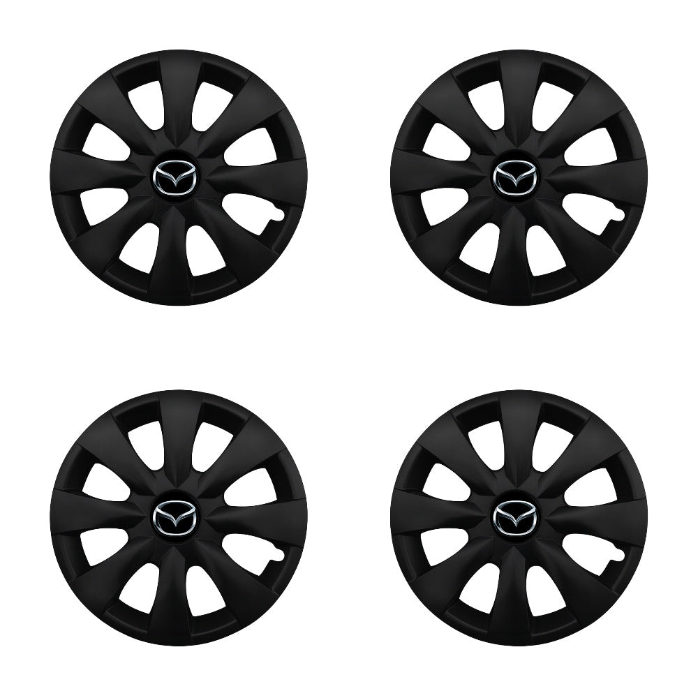 Set 4 capace roti potrivite jantelor de 15 inch compatibile MAZDA, Model - 316 Black Edition