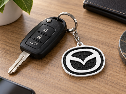 Breloc auto Mazda logo cu lanț și inel