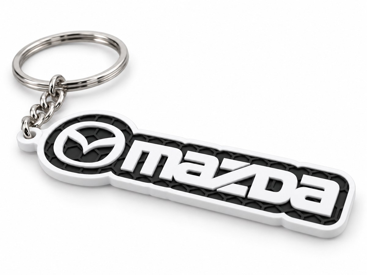 Breloc auto Mazda inscripție cu lanț și inel