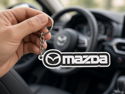 Breloc auto Mazda inscripție cu lanț și inel