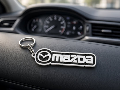 Breloc auto Mazda inscripție cu lanț și inel