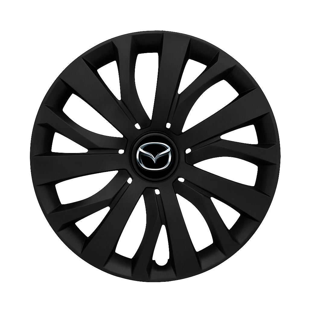 Set 4 capace roti potrivite jantelor de 15 inch compatibile MAZDA, Model - 345 Black Edition