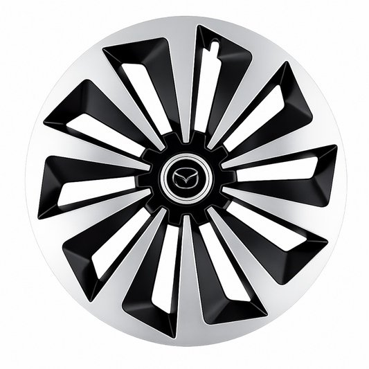 Set 4 capace roti Fox Gri-Negru R15 Compatibil Cu Mazda