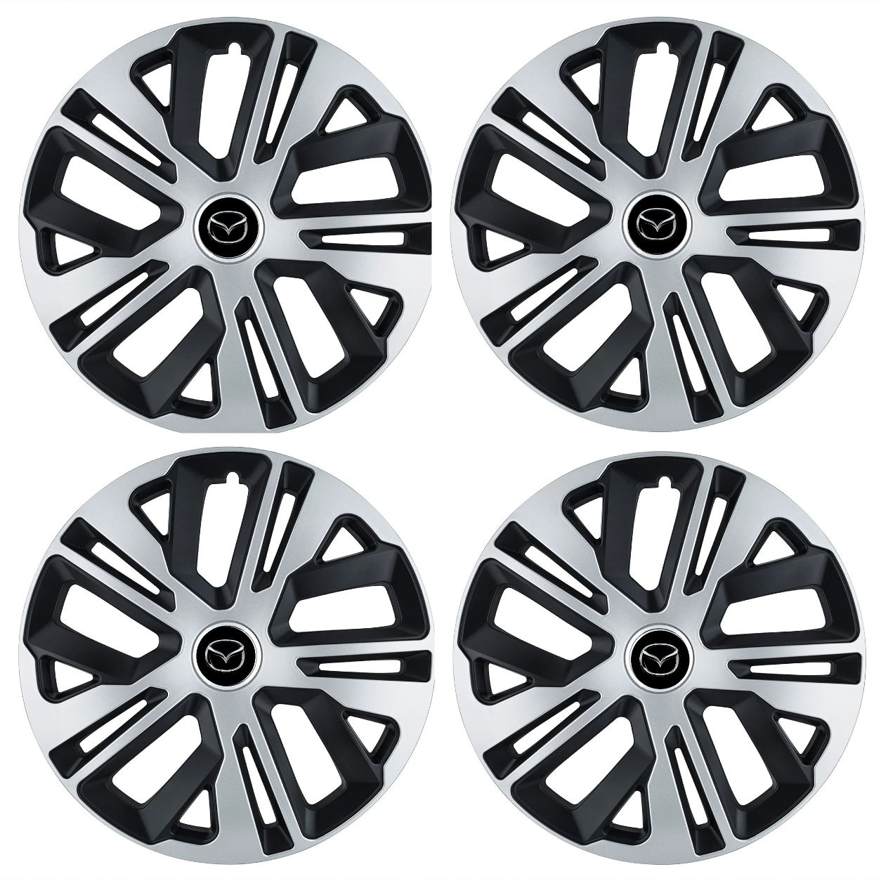 Set 4 Capace Roti 15 inchi (R15) Raven Gri-Negru, Compatibile Cu Mazda