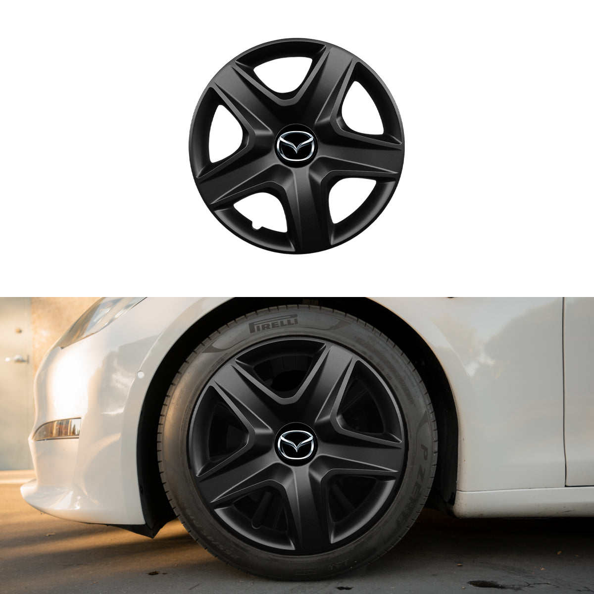 Set 4 capace roti potrivite jantelor de 16 inch compatibile MAZDA, Model 418 Black