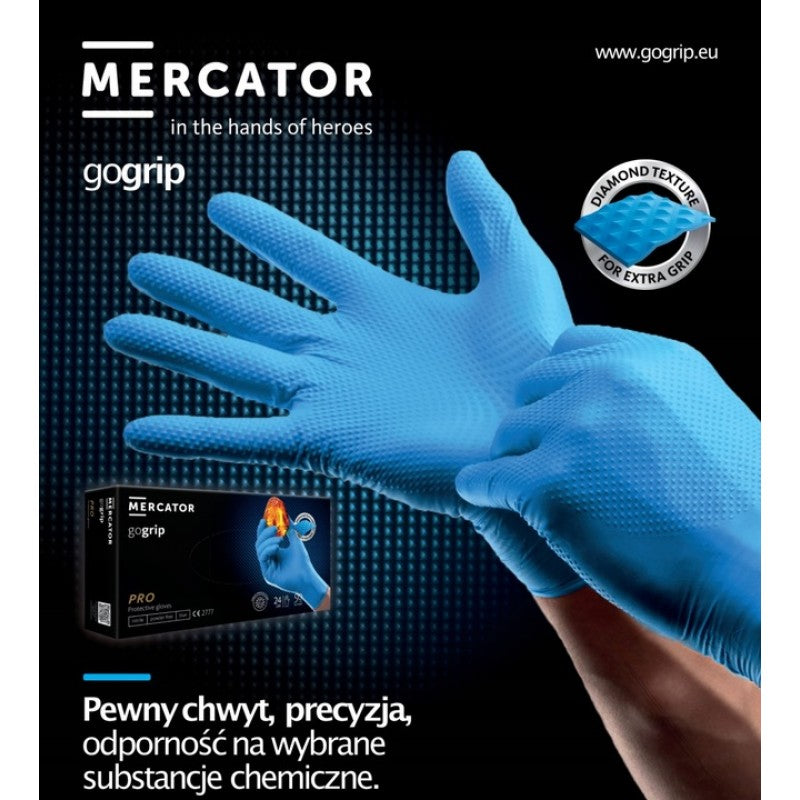 Mănuși de nitril Mercator GoGrip Black 50 buc, mărime XL