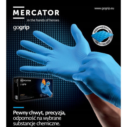 Mănuși de nitril Mercator GoGrip Black 50 buc, mărime XL