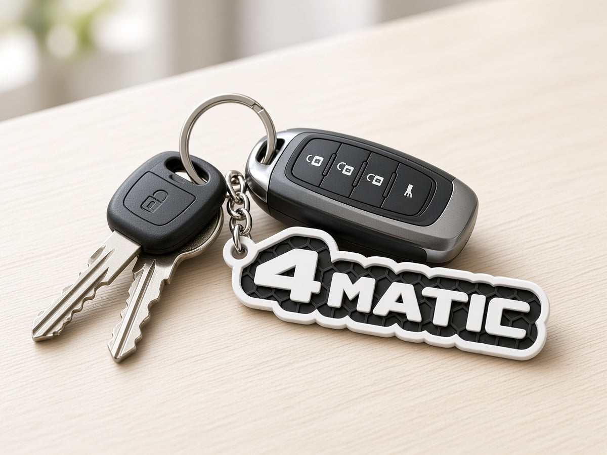 Breloc auto Mercedes 4MATIC cu lanț și inel