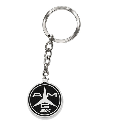 Breloc auto Mercedes-AMG rotund cu lanț și inel