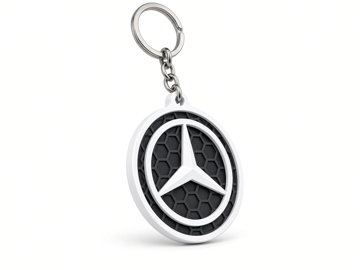 Breloc auto Mercedes logo cu lanț și inel