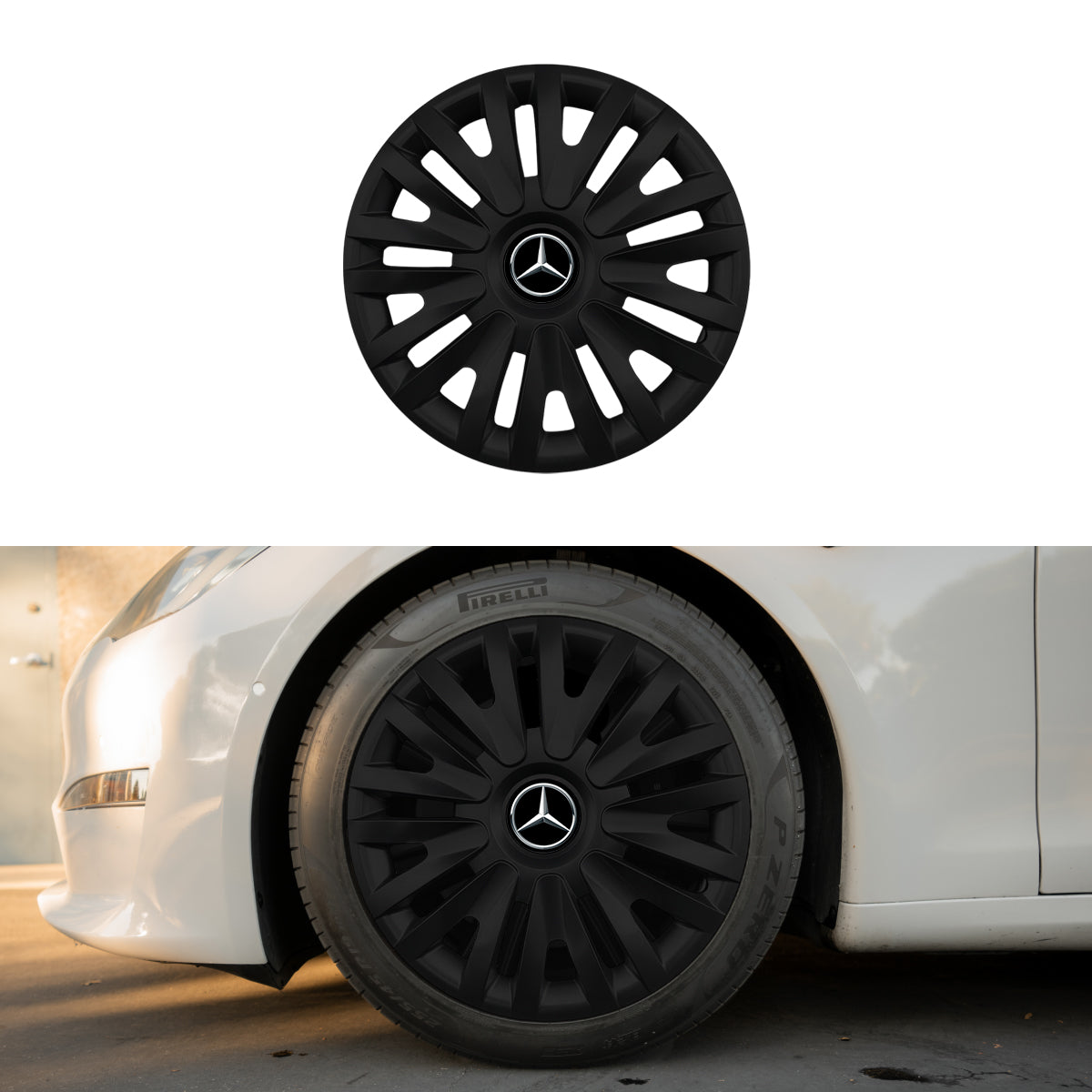 Set 4 capace roti potrivite jantelor de 15 inch compatibile MERCEDES, Model - 313 Black