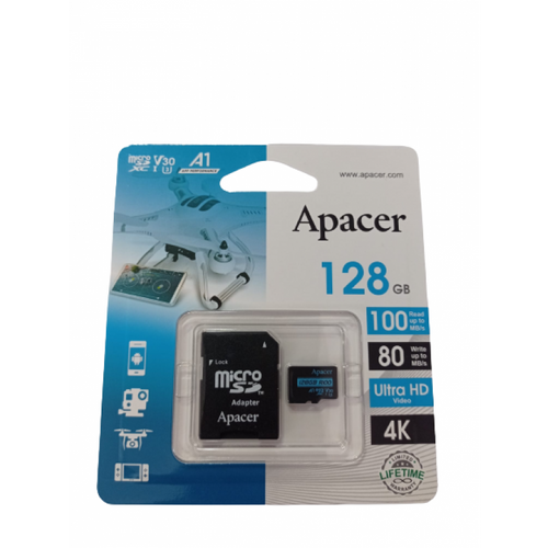 Micro SD XC UHS-I Apacer, 128GB, clasa10 cu adaptor SD