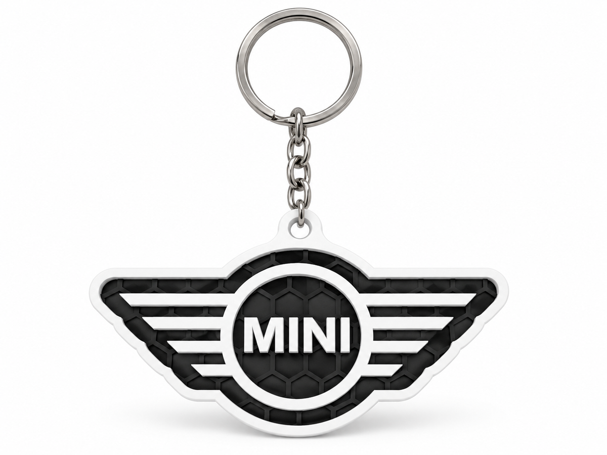 Breloc auto Mini Cooper cu lanț și inel