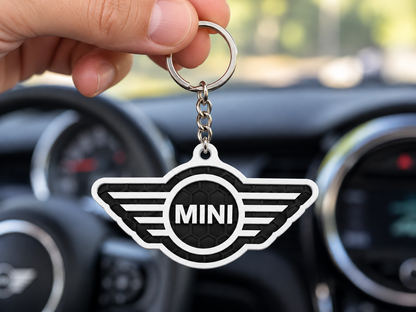 Breloc auto Mini Cooper cu lanț și inel