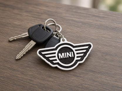 Breloc auto Mini Cooper cu lanț și inel