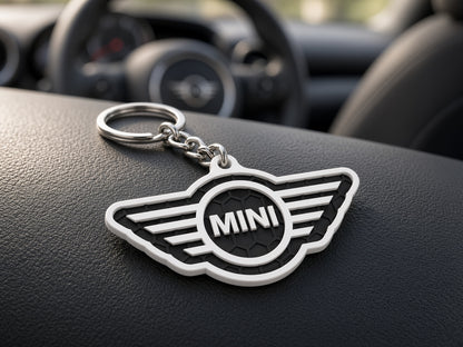 Breloc auto Mini Cooper cu lanț și inel